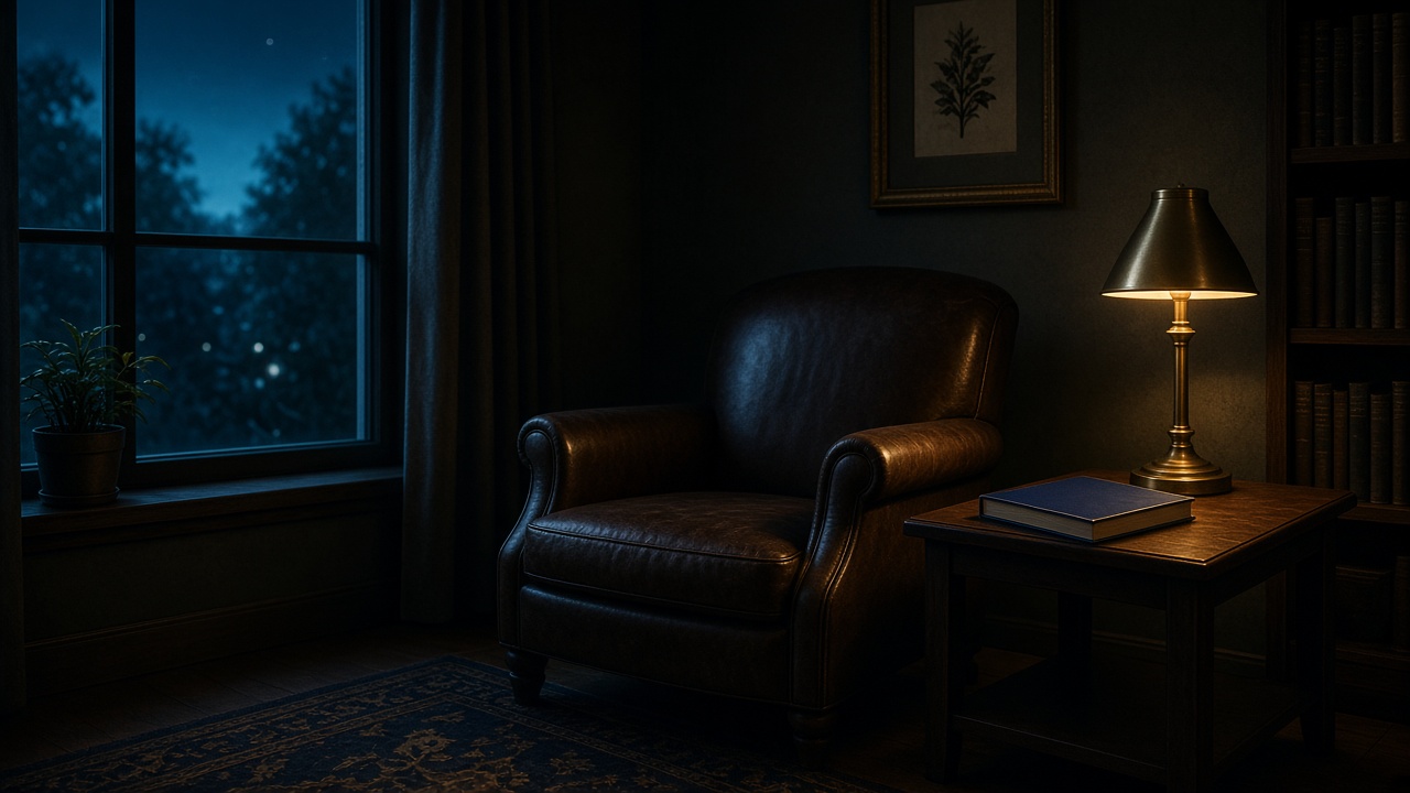 Quiet reading chair and lamp, an invitation to study