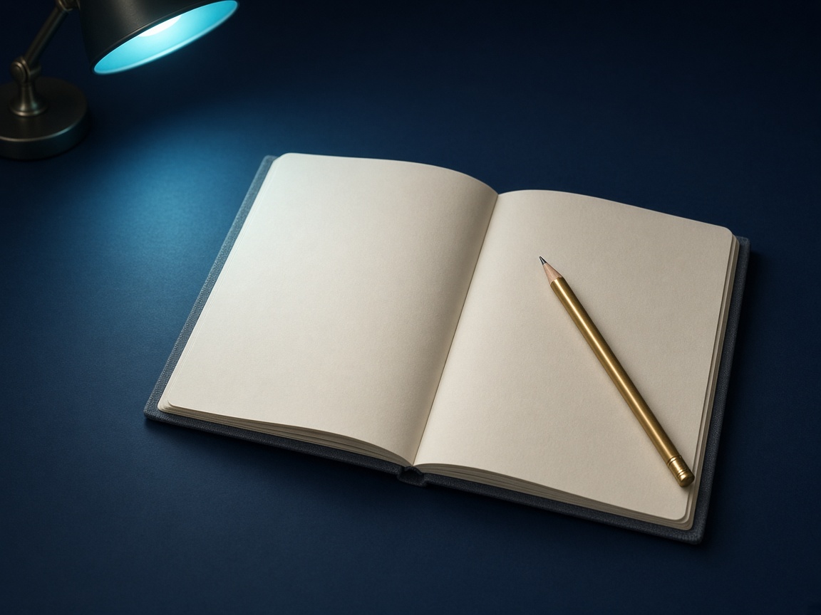 Open planner on a navy desk, a symbol of ongoing planning